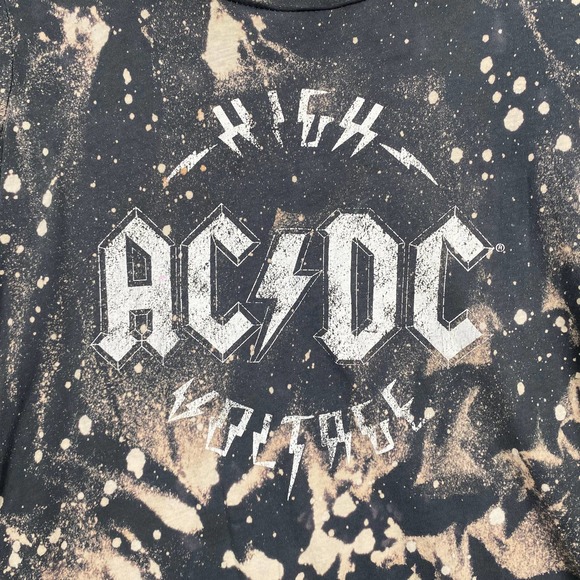 ACDC High Voltage Graphic Custom Reverse Tie Dye Sz L Short Sleeve Band T Shirt - Picture 2 of 7